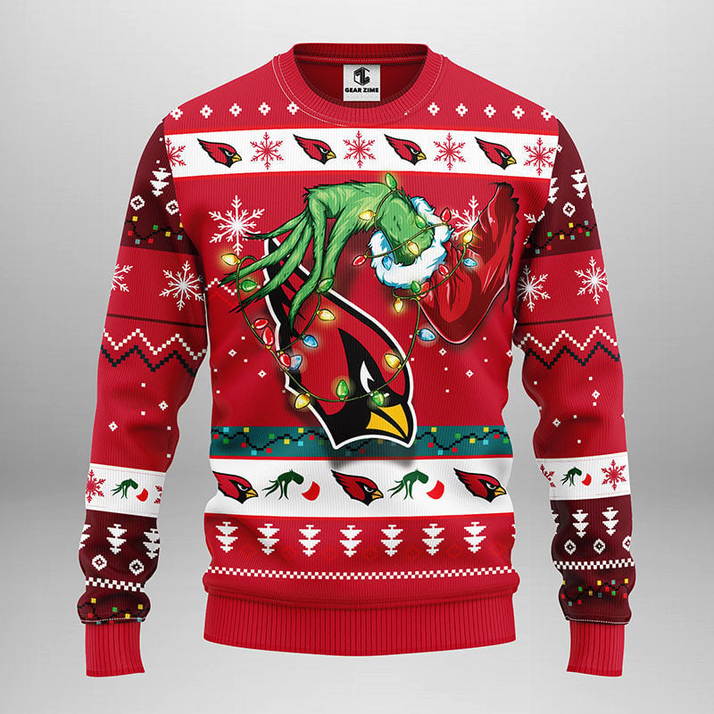 Arizona Cardinals Grinch Ugly Christmas Sweater, Grinch Xmas Sweater, NFL Ugly Sweater Moonbestprint