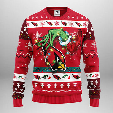 Arizona Cardinals Grinch Ugly Christmas Sweater, Grinch Xmas Sweater, NFL Ugly Sweater Moonbestprint