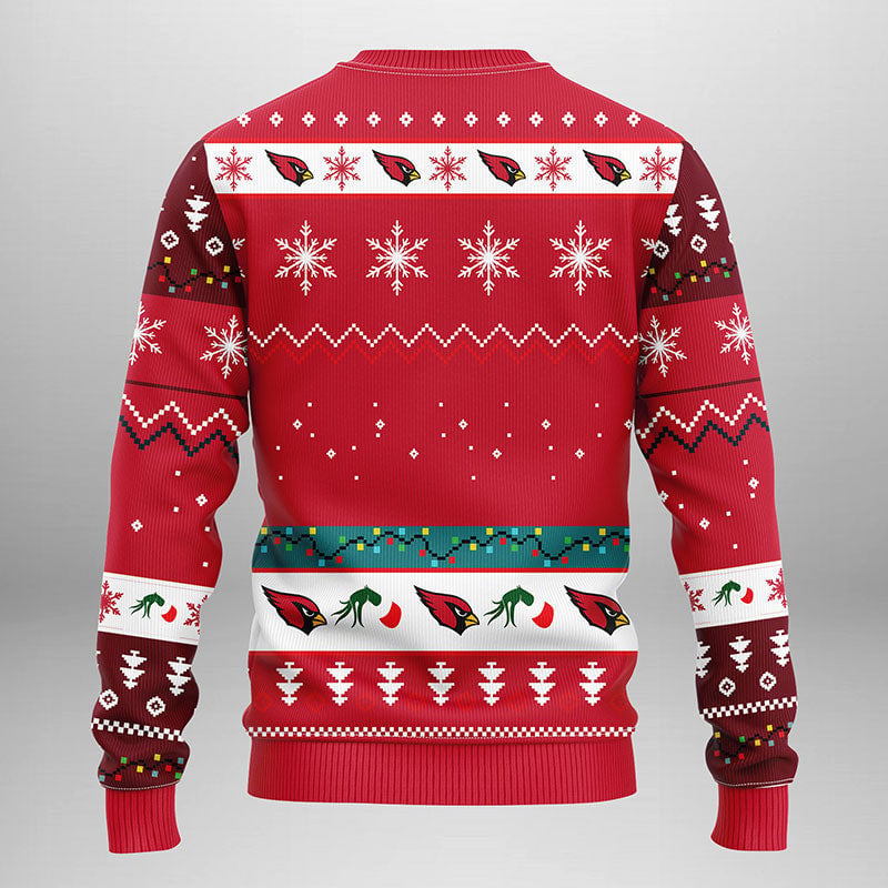 Arizona Cardinals Grinch Ugly Christmas Sweater, Grinch Xmas Sweater, NFL Ugly Sweater Moonbestprint