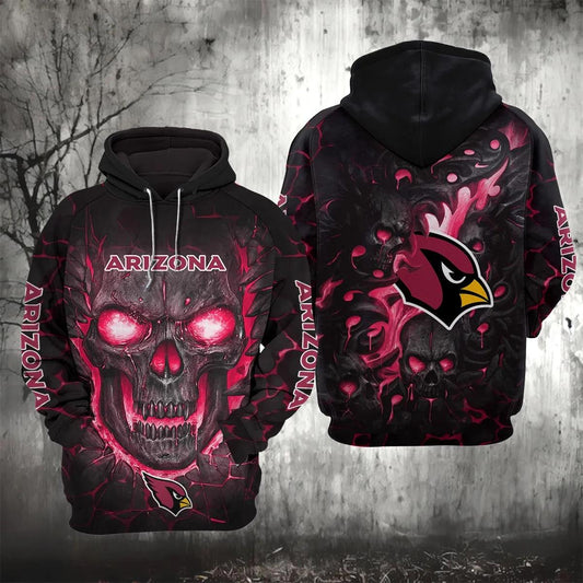 Arizona Cardinals Lava Skull 3D Hoodie, NFL Hoodie Moonbestprint