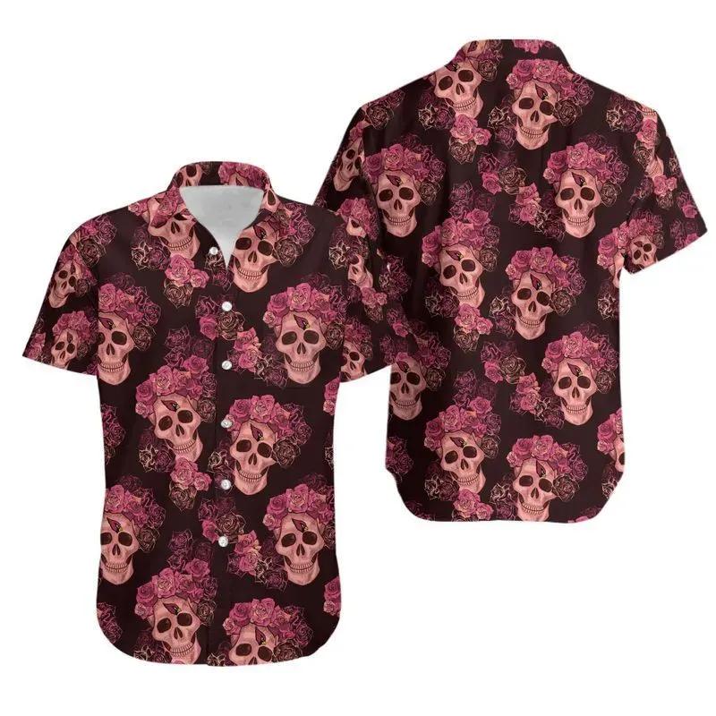 Arizona Cardinals Mystery Skull And Flower Hawaiian Shirt, NFL Hawaiian Shirt Moonbestprint