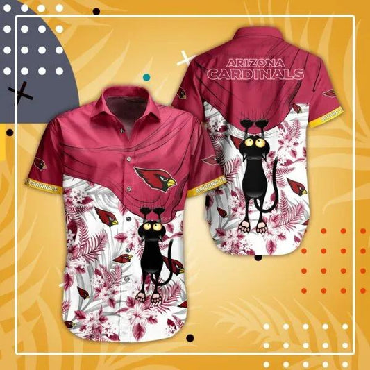 Arizona Cardinals NFL Black Cat Hawaiian Shirt, NFL Hawaiian Shirt Moonbestprint