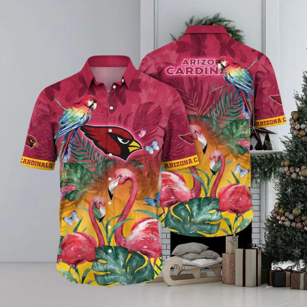 Arizona Cardinals NFL Flamingo And Flower Aloha Hawaiian Shirt, NFL Hawaiian Shirt Moonbestprint