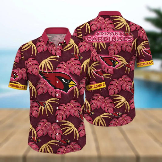 Arizona Cardinals NFL Palm Leaves Pattern Summer Aloha Hawaiian Shirt, NFL Hawaiian Shirt Moonbestprint