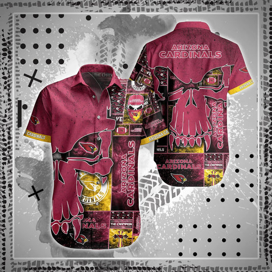 Arizona Cardinals NFL Skull Style Hawaiian Shirt, NFL Hawaiian Shirt Moonbestprint