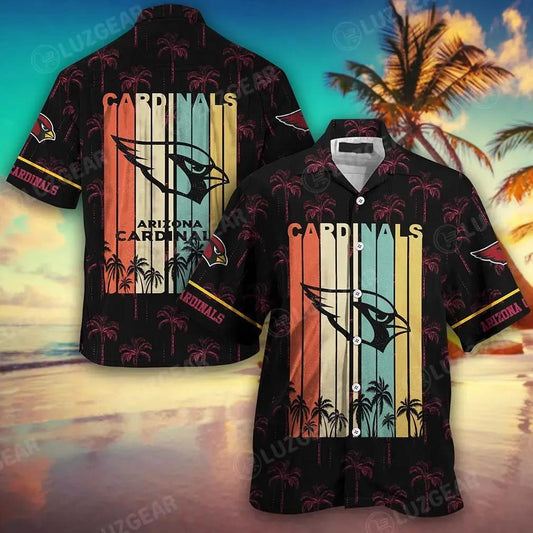 Arizona Cardinals Nfl Hawaii Beach Shirt Retro Vintage Summer Short Sleeve Button Hawaiian Shirt, NFL Hawaiian Shirt Moonbestprint