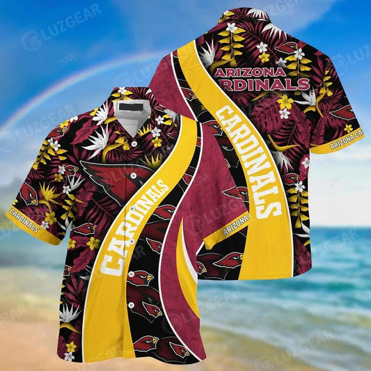 Arizona Cardinals Nfl Hawaiian Shirt With Tropical Patterns For Your Loved Ones, NFL Hawaiian Shirt Moonbestprint