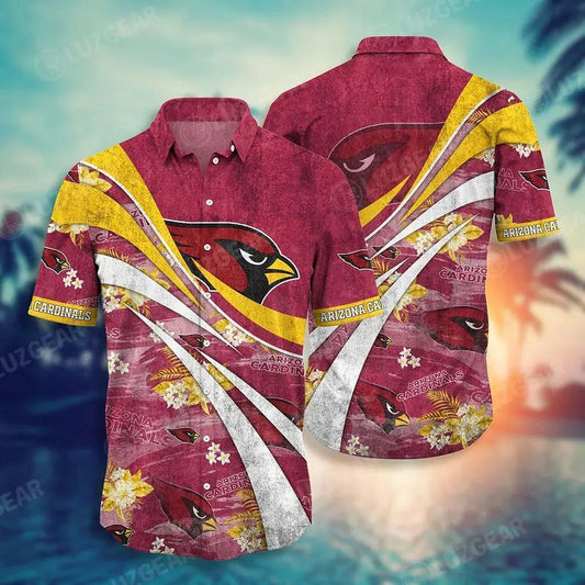 Arizona Cardinals Nfl Summer Hawaiian Shirt Floral Pattern Graphic For Football Nfl, NFL Hawaiian Shirt Moonbestprint