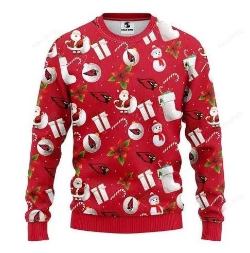 Arizona Cardinals Santa Snowman Christmas Ugly Sweater, NFL Christmas Sweater Moonbestprint