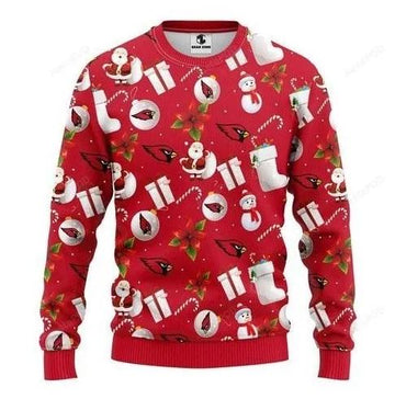 Arizona Cardinals Santa Snowman Christmas Ugly Sweater, NFL Christmas Sweater Moonbestprint