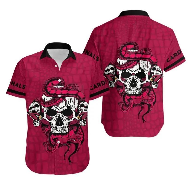 Arizona Cardinals Snake And Skull Hawaii Shirt And Shorts Summer Collection, NFL Hawaiian Shirt Moonbestprint
