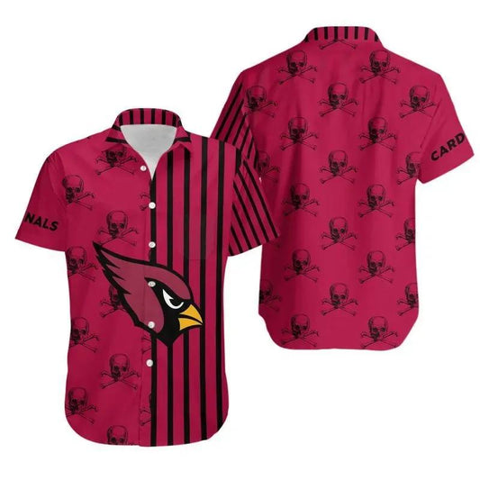 Arizona Cardinals Stripes And Skull Hawaii Shirt Summer Collection, NFL Hawaiian Shirt Moonbestprint