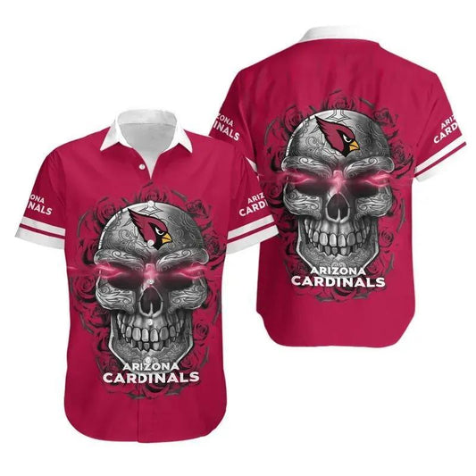 Arizona Cardinals Sugar Skull Nfl Gift For Fan Hawaiian Graphic Print Short Sleeve Hawaiian Shirt, NFL Hawaiian Shirt Moonbestprint