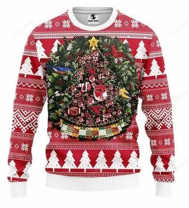 Arizona Cardinals Tree Christmas NFL Unisex Christmas Ugly Sweater, NFL Christmas Sweater Moonbestprint