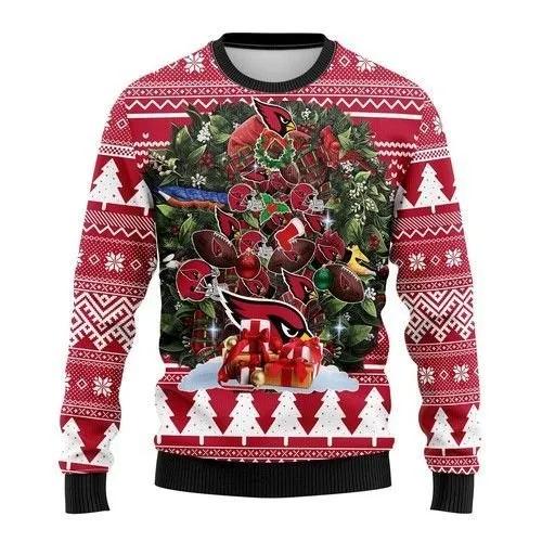 Arizona Cardinals Tree Christmas Ugly Sweater, NFL Christmas Sweater Moonbestprint