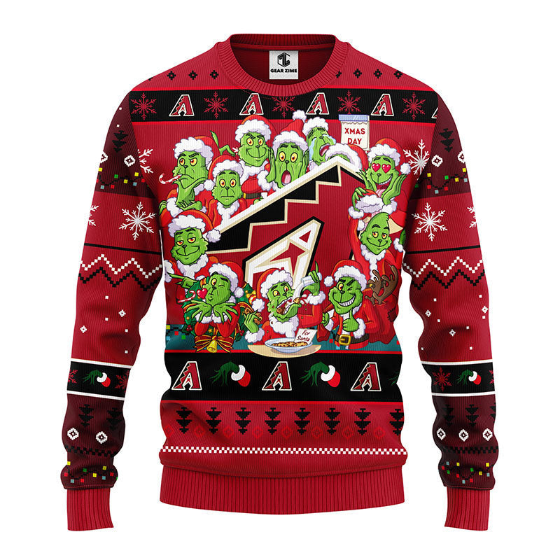 Arizona Diamondbacks 12 Grinch Xmas Day Ugly Christmas Sweater, Grinch Xmas Sweater, MLB Ugly Sweater Moonbestprint