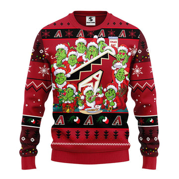 Arizona Diamondbacks 12 Grinch Xmas Day Ugly Christmas Sweater, Grinch Xmas Sweater, MLB Ugly Sweater Moonbestprint