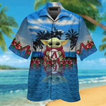 Arizona Diamondbacks & Baby Yoda Hawaiian Shirt, MLB Hawaiian Shirt Moonbestprint