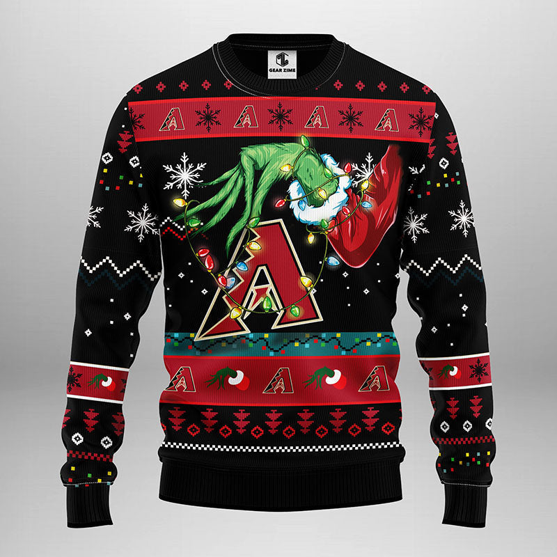 Arizona Diamondbacks Grinch Ugly Christmas Sweater, Grinch Xmas Sweater, MLB Ugly Sweater Moonbestprint