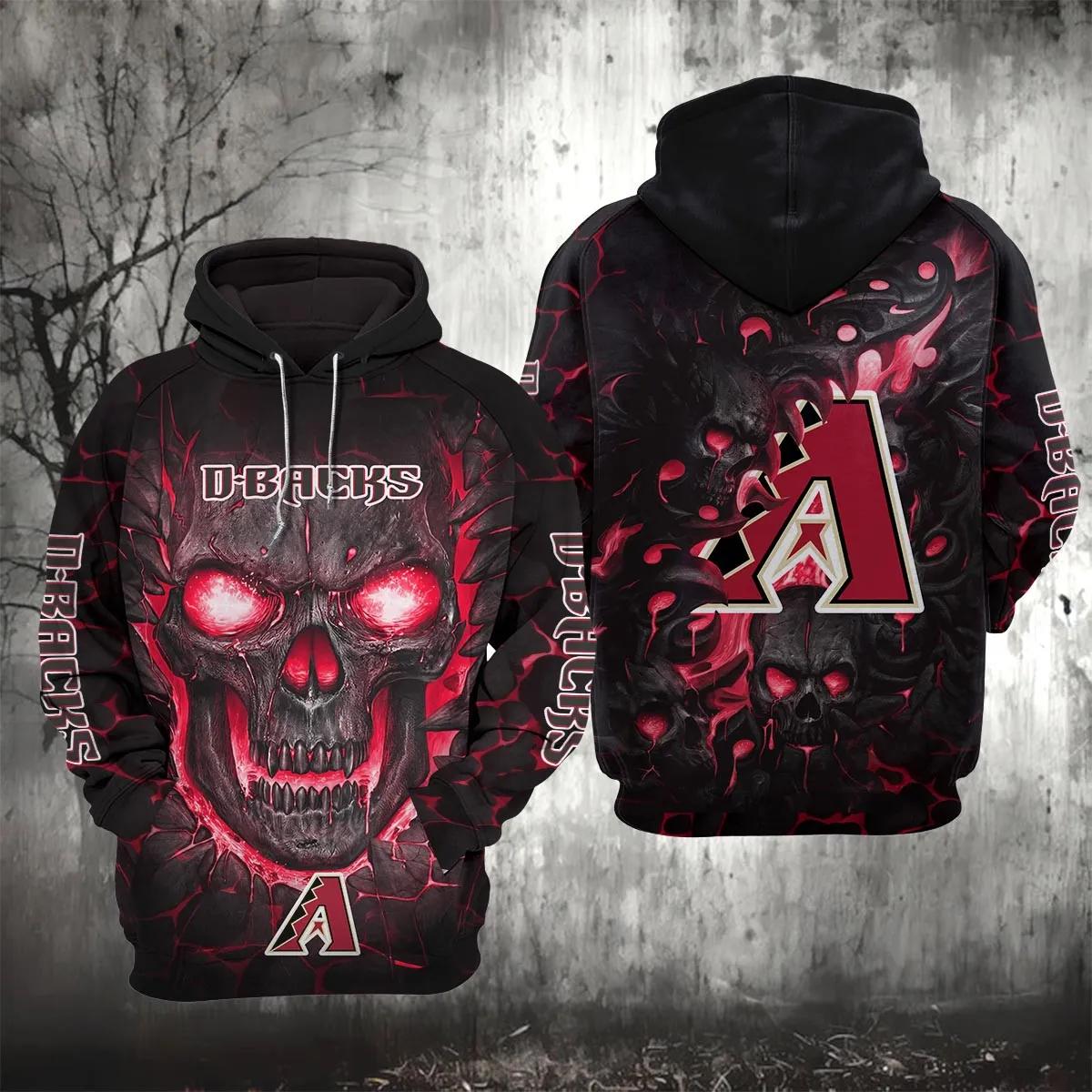Arizona Diamondbacks Lava Skull Hoodie, MLB Hoodie Moonbestprint