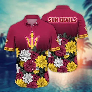 Arizona State Sun Devils Flower Hawaii Shirt For Fans, Summer Football Shirts, NCAA Hawaiian Shirt Moonbestprint