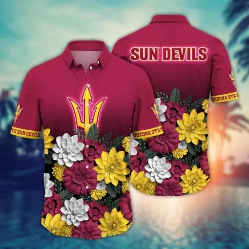 Arizona State Sun Devils Flower Hawaii Shirt For Fans, Summer Football Shirts, NCAA Hawaiian Shirt Moonbestprint
