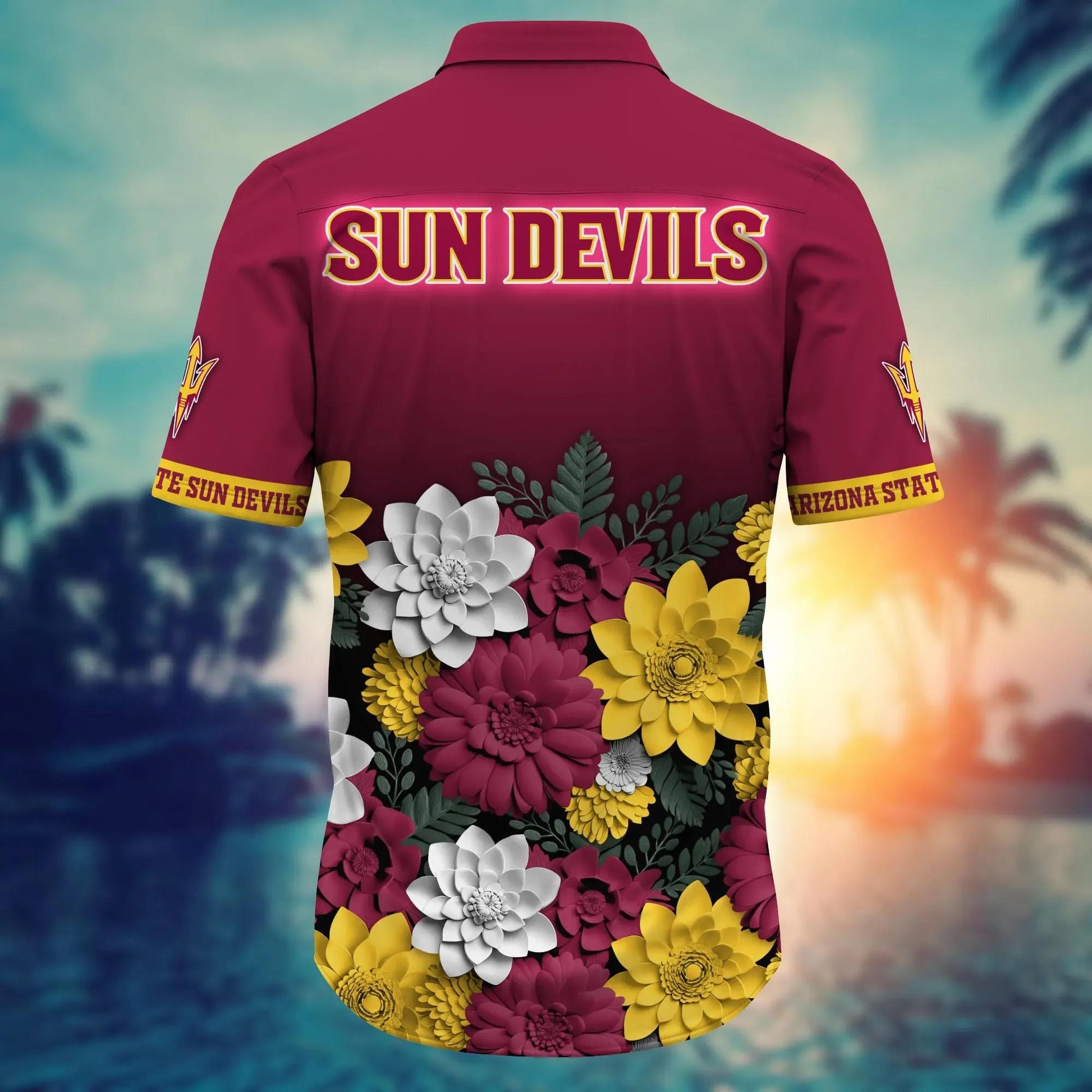 Arizona State Sun Devils Flower Hawaii Shirt For Fans, Summer Football Shirts, NCAA Hawaiian Shirt Moonbestprint