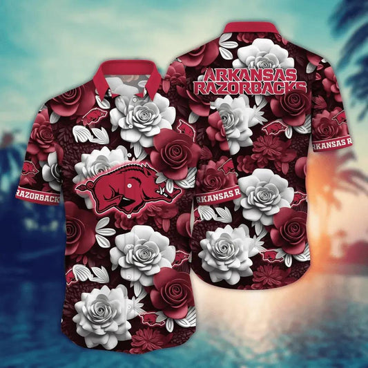 Arkansas Razorbacks NCAA Flower Aloha Hawaiian Shirt 15, NCAA Hawaiian Shirt Moonbestprint