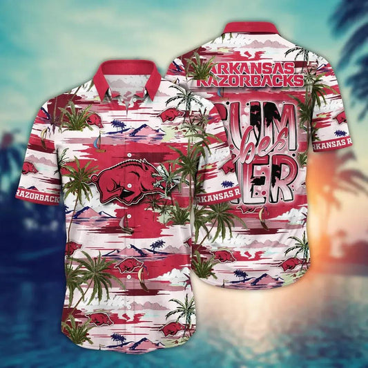 Arkansas Razorbacks NCAA Flower Aloha Hawaiian Shirt 16, NCAA Hawaiian Shirt Moonbestprint