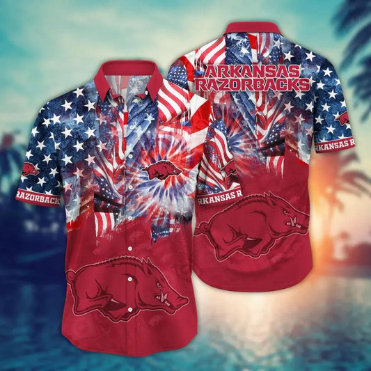 Arkansas Razorbacks Style Hot Trending Summer NCAA Flower Aloha Hawaiian Shirt, NCAA Hawaiian Shirt Moonbestprint