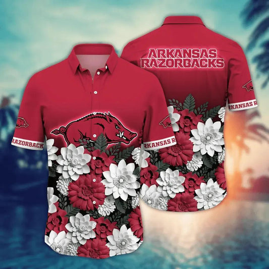 Arkansas Razorbacks NCAA Flower Aloha Hawaiian Shirt 9, NCAA Hawaiian Shirt Moonbestprint
