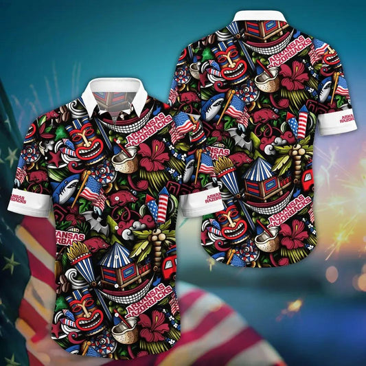 Arkansas Razorbacks NCAA Flower Aloha Hawaiian Shirt 10, NCAA Hawaiian Shirt Moonbestprint