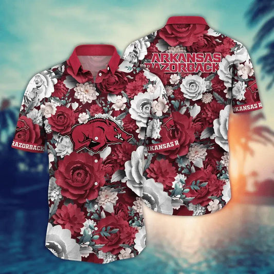 Arkansas Razorbacks NCAA Flower Aloha Hawaiian Shirt 12, NCAA Hawaiian Shirt Moonbestprint