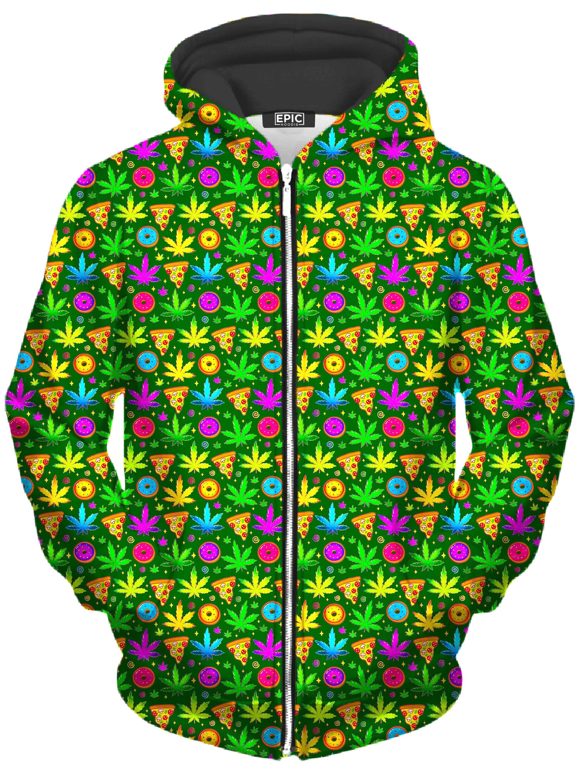 Ganja Motif Unisex Zip-Up Hoodie -Moonbestprint