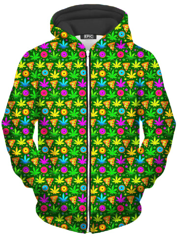 Ganja Motif Unisex Zip-Up Hoodie -Moonbestprint