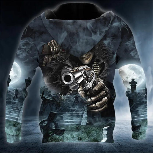 Assassin Grim Reaper With Guns Skull 3D Hoodie Moonbestprint