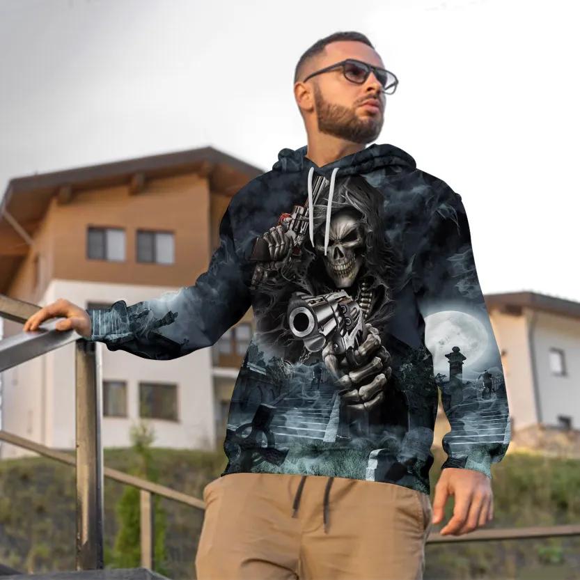 Assassin Grim Reaper With Guns Skull 3D Hoodie Moonbestprint