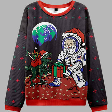Astronaut Santa Black Ugly Christmas Sweater – Moonbestprint