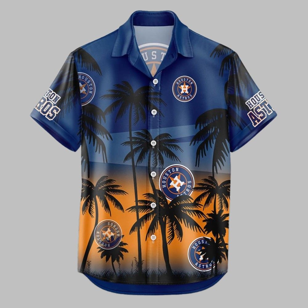 2025 Astros Vintage Night Coconut Tree Hawaiian Shirt - Moonbestprint