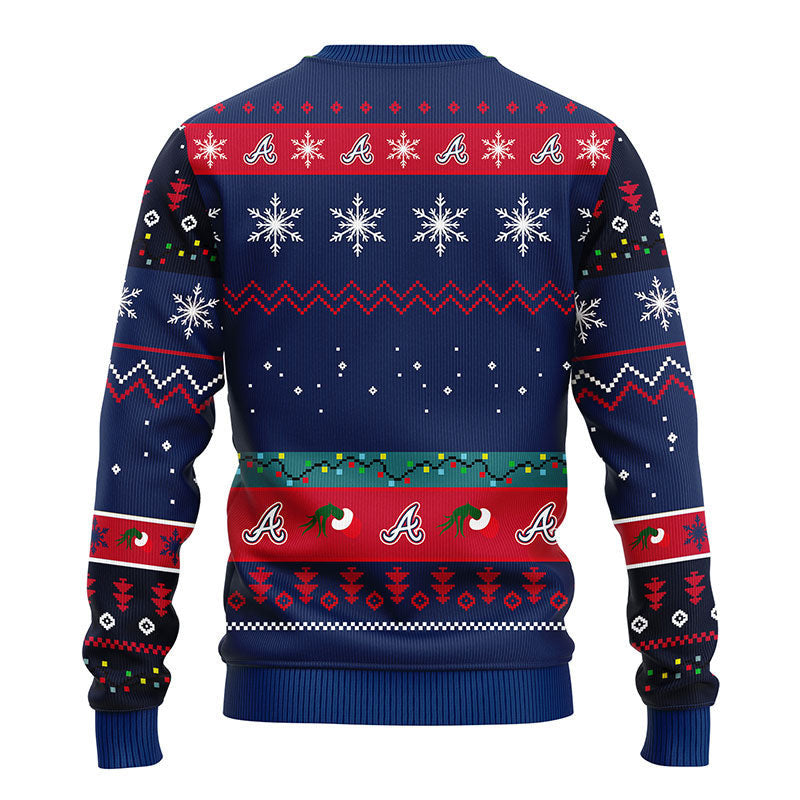 Atlanta Braves 12 Grinch Xmas Day Ugly Christmas Sweater, Grinch Xmas Sweater, MLB Ugly Sweater Moonbestprint