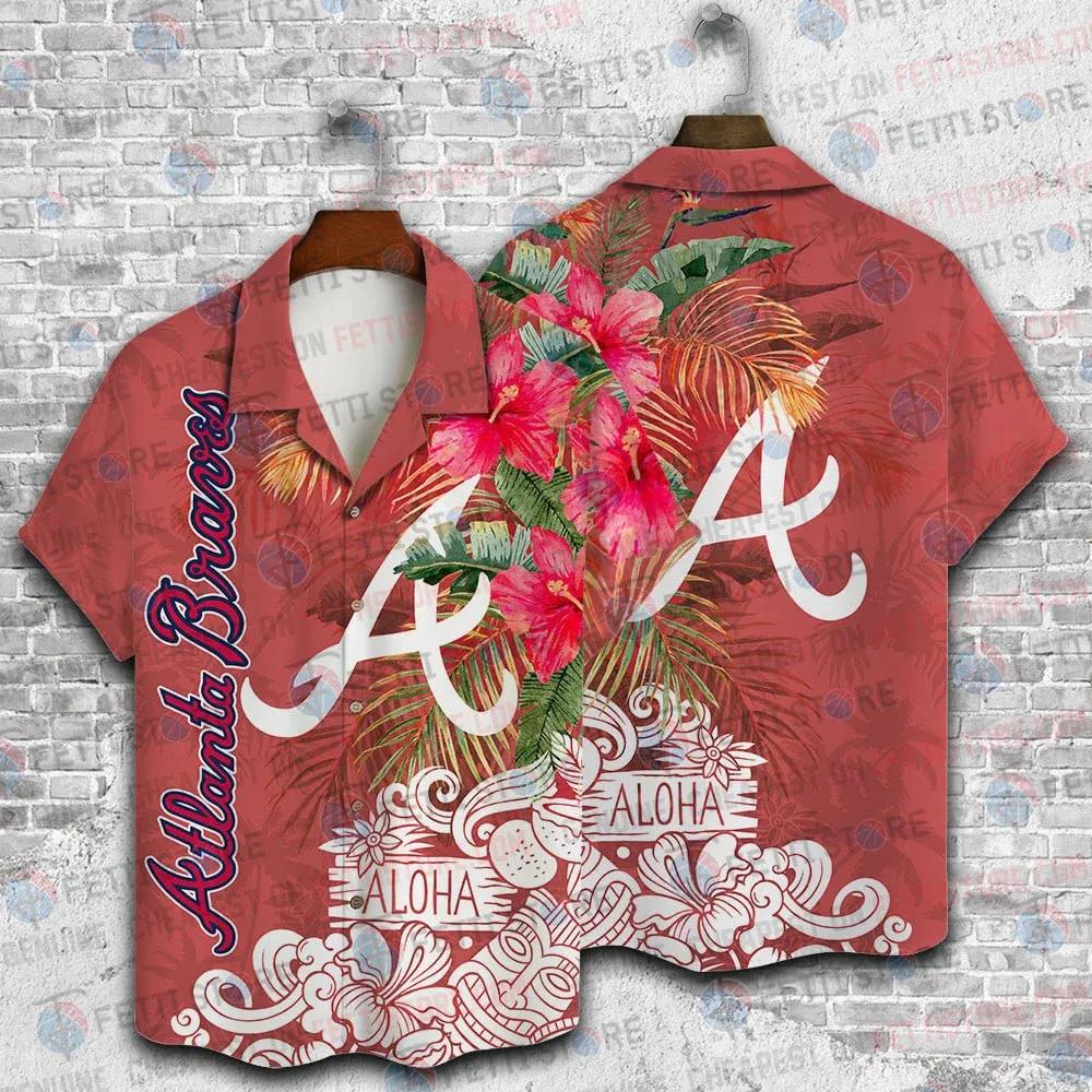 Atlanta Braves Aloha Hibiscus Flowers Pattern Hawaiian Shirt, MLB Hawaiian Shirt Moonbestprint
