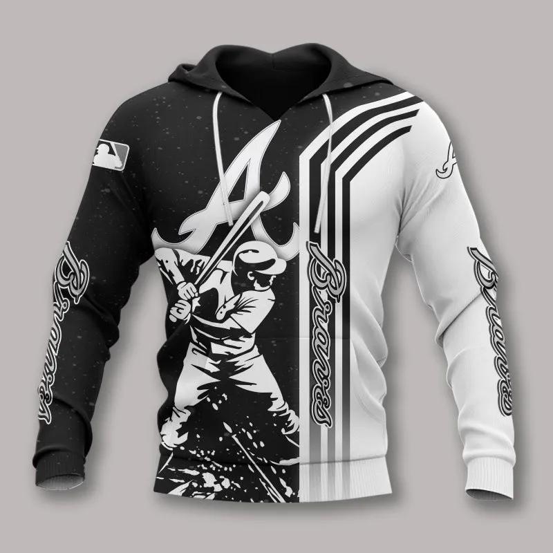 Atlanta Braves Black And White All Over Print Apparel 1, MLB Hoodie Moonbestprint
