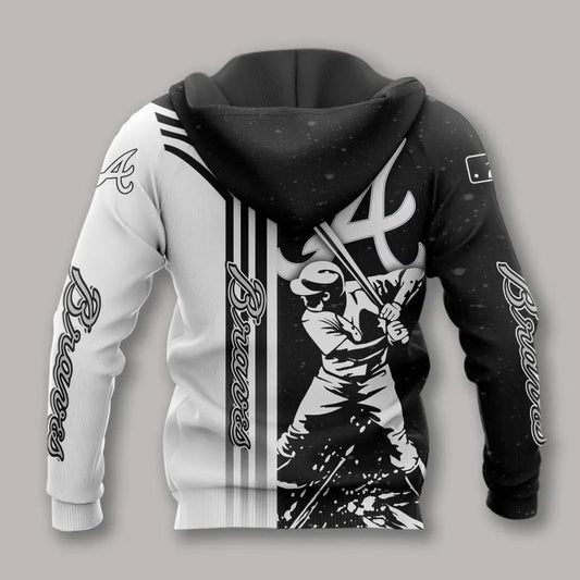 Atlanta Braves Black And White All Over Print Apparel 1, MLB Hoodie Moonbestprint