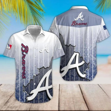 Atlanta Braves Blue Purple Pattern Hawaiian Shirt, MLB Hawaiian Shirt Moonbestprint