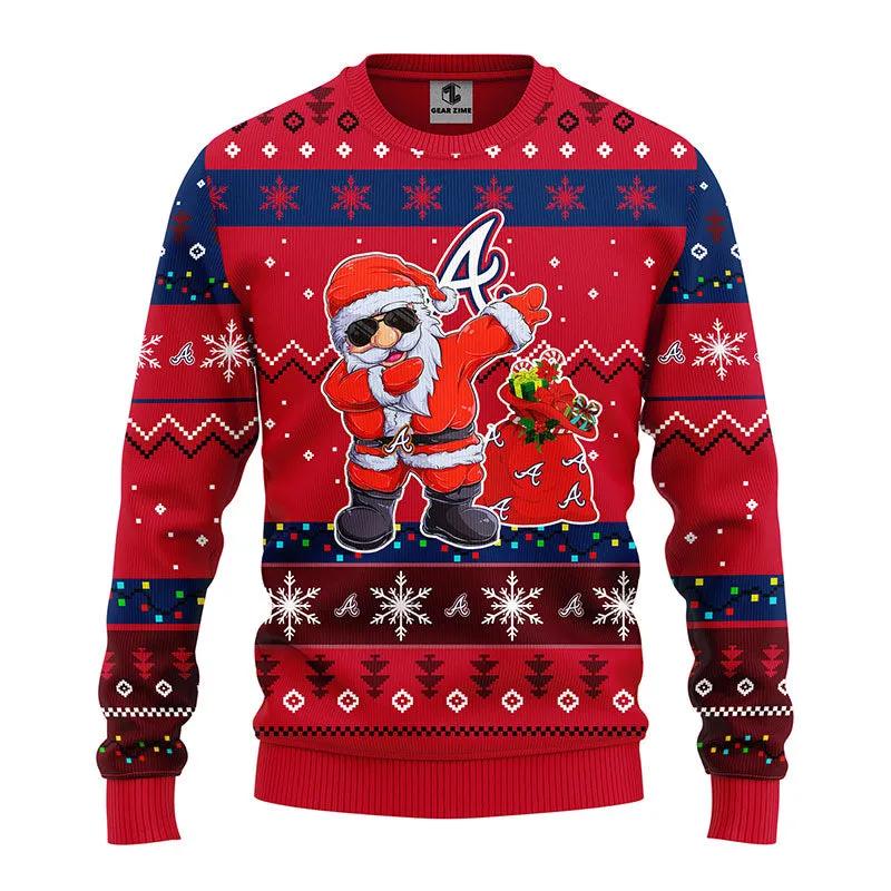 Atlanta Braves Dabbing Santa Claus Ugly Christmas Sweater, MLB Christmas Sweater Moonbestprint