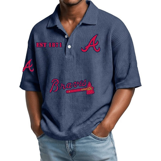 EST 1871 Atlanta Braves Waffle Polo Shirt - Moonbestprint