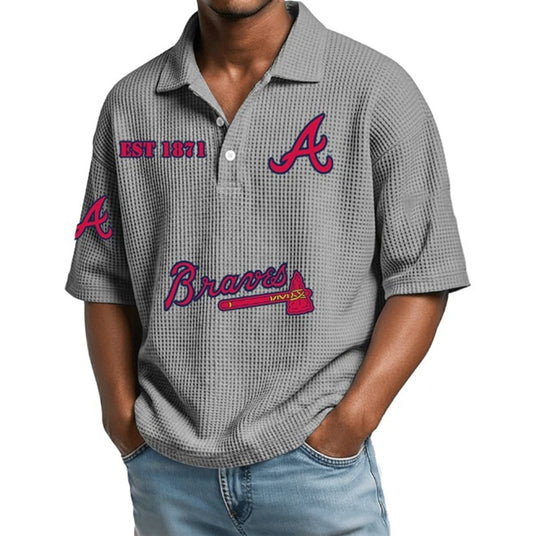 EST 1871 Atlanta Braves Waffle Polo Shirt - Moonbestprint