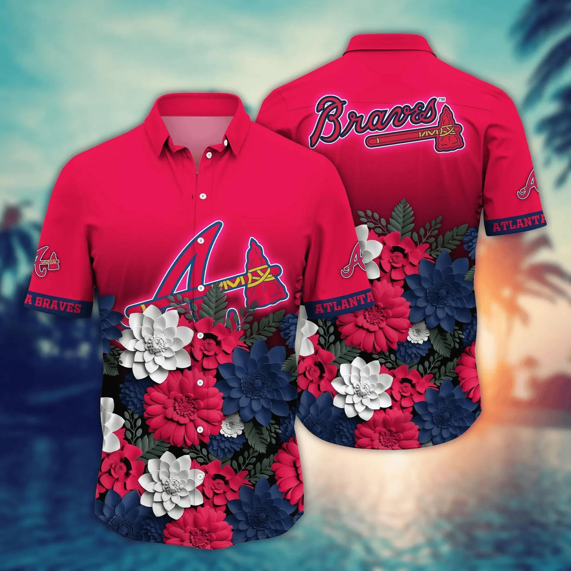 Atlanta Braves Flower Hawaii Shirt For Fans, Summer Baseball Shirts, MLB Hawaiian Shirt Moonbestprint