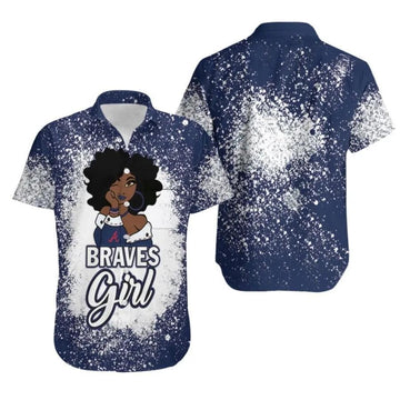 Atlanta Braves Girl African Girl MLB Team Allover Design Gift For Atlanta Braves Fans Hawaiian Shirt - MLB, MLB Hawaiian Shirt Moonbestprint