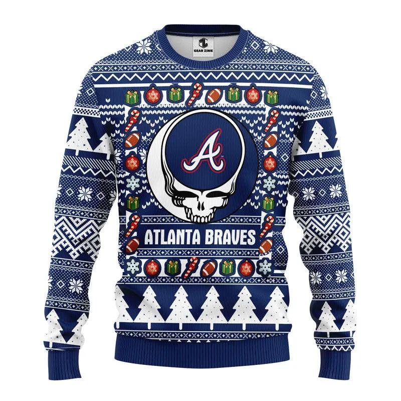 Atlanta Braves Grateful Dead Ugly Christmas Sweater, MLB Christmas Sweater Moonbestprint
